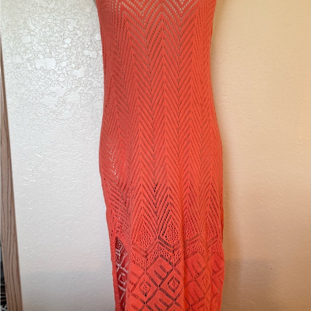Elegant Coral Knit Dress